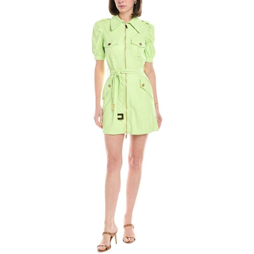 Elisabetta Franchi Womens Front Zip Shirtdress, Green